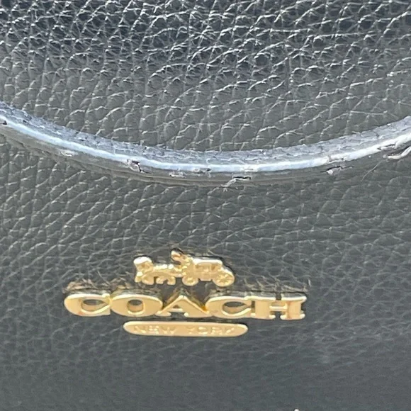 COACH Purse F80268 Hallie Shoulder Bag Tote Black Pebble Leather Gold Hardware - Picture 7 of 16